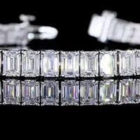 14K White Gold Tennis Bracelet with Prong Set Emerald Cut Lab Diamonds - 12.16 Total Carat Weight - Covaloro Fine Jewelry