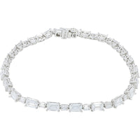 14K White Gold Tennis Bracelet with Prong-Set Lab Grown Diamonds - 8.00 Carat Total Diamond Weight