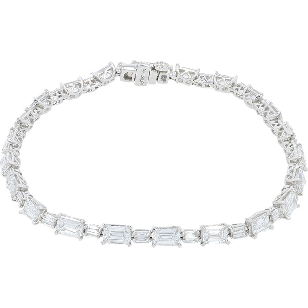 14K White Gold Tennis Bracelet with Prong-Set Lab Grown Diamonds - 8.00 Carat Total Diamond Weight