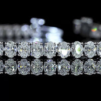 14K White Gold Tennis Bracelet with Prong-Set Oval Cut Natural Diamonds - 4.87 Carat Total Weight, E-F Color, VS+ Clarity - Covaloro Fine Jewelry