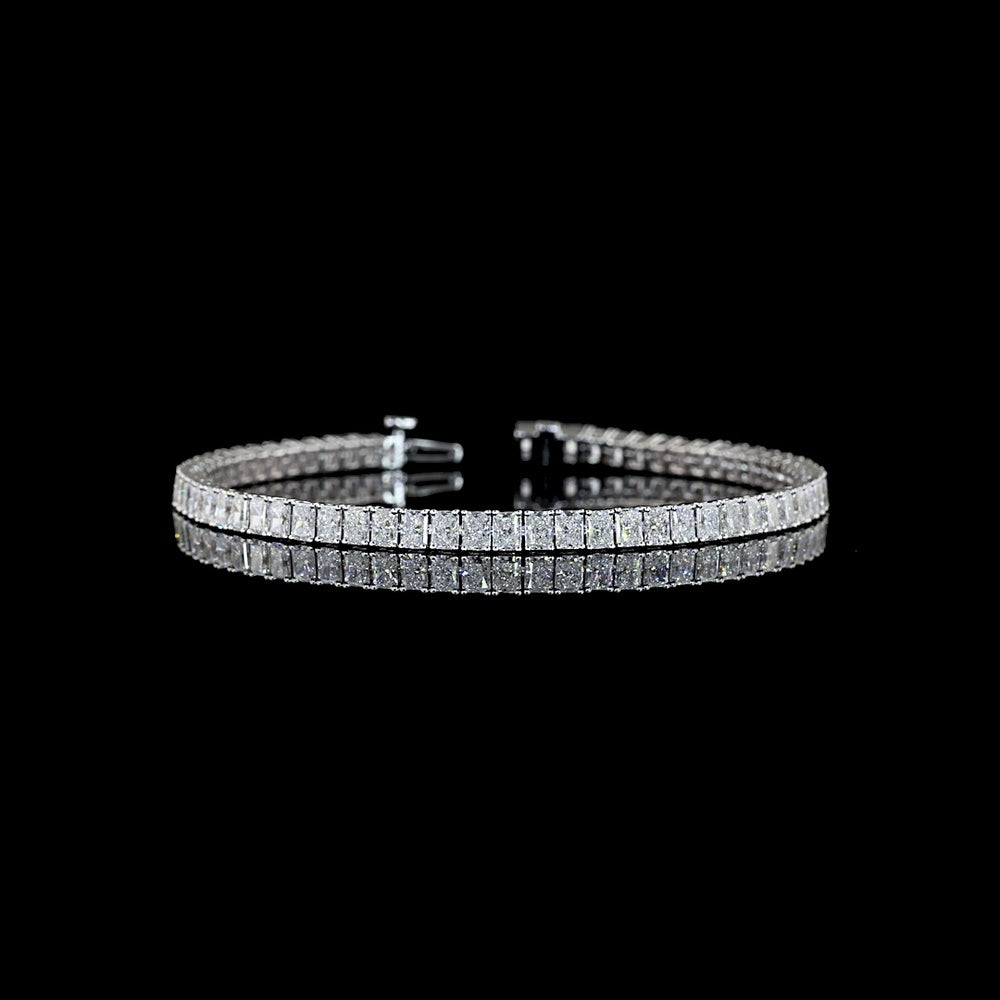 14K White Gold Tennis Bracelet with Prong-Set Radiant Cut Lab Diamonds - 7.29 Carats Total Diamond Weight - Covaloro Fine Jewelry