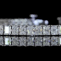 14K White Gold Tennis Bracelet with Prong-Set Radiant Cut Lab Diamonds - 7.29 Carats Total Diamond Weight - Covaloro Fine Jewelry