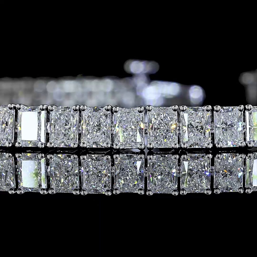 14K White Gold Tennis Bracelet with Prong-Set Radiant Cut Lab Diamonds - 7.29 Carats Total Diamond Weight - Covaloro Fine Jewelry