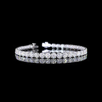 14K White Gold Tennis Bracelet with Prong Set Round Brilliant Cut Lab Diamonds - 12.50 Carat Total Weight - Covaloro Fine Jewelry