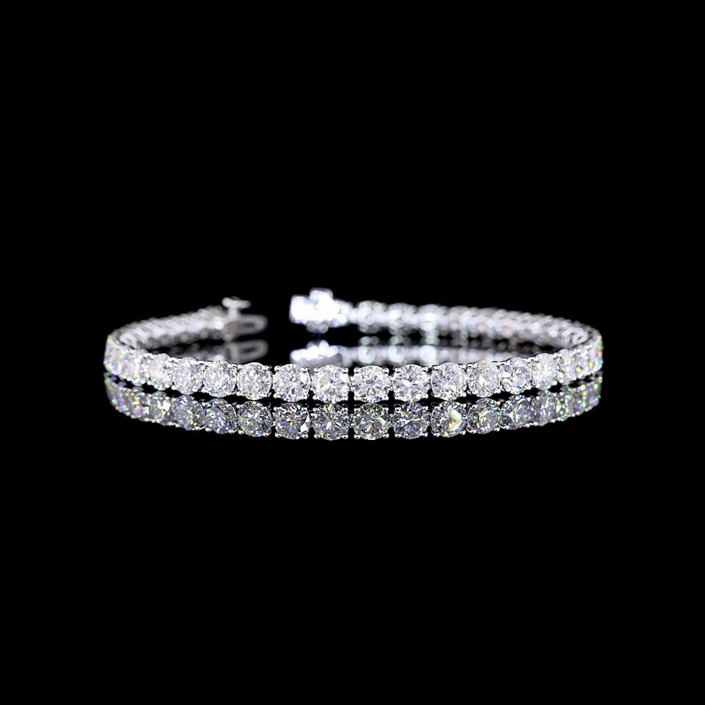 14K White Gold Tennis Bracelet with Prong Set Round Brilliant Cut Lab Diamonds - 12.50 Carat Total Weight - Covaloro Fine Jewelry