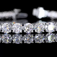 14K White Gold Tennis Bracelet with Prong Set Round Brilliant Cut Lab Diamonds - 12.50 Carat Total Weight - Covaloro Fine Jewelry