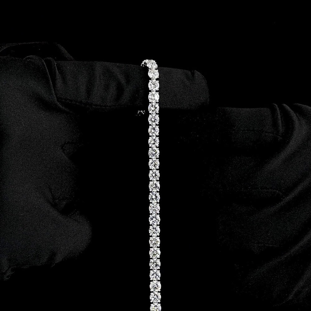 14K White Gold Tennis Bracelet with Prong Set Round Brilliant Cut Lab Diamonds - 12.50 Carat Total Weight - Covaloro Fine Jewelry
