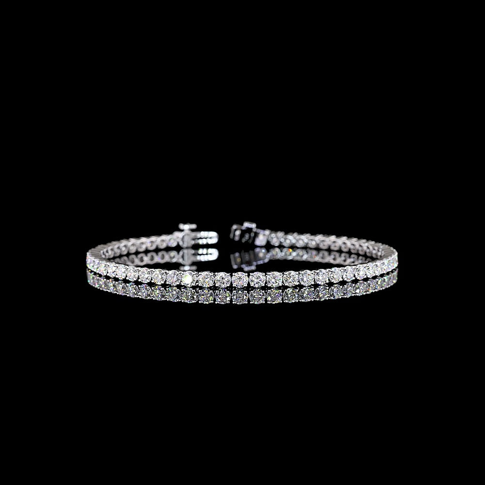 14K White Gold Tennis Bracelet with Prong Set Round Brilliant Cut Natural Diamonds - 5.08 Carat Total Diamond Weight - Covaloro Fine Jewelry