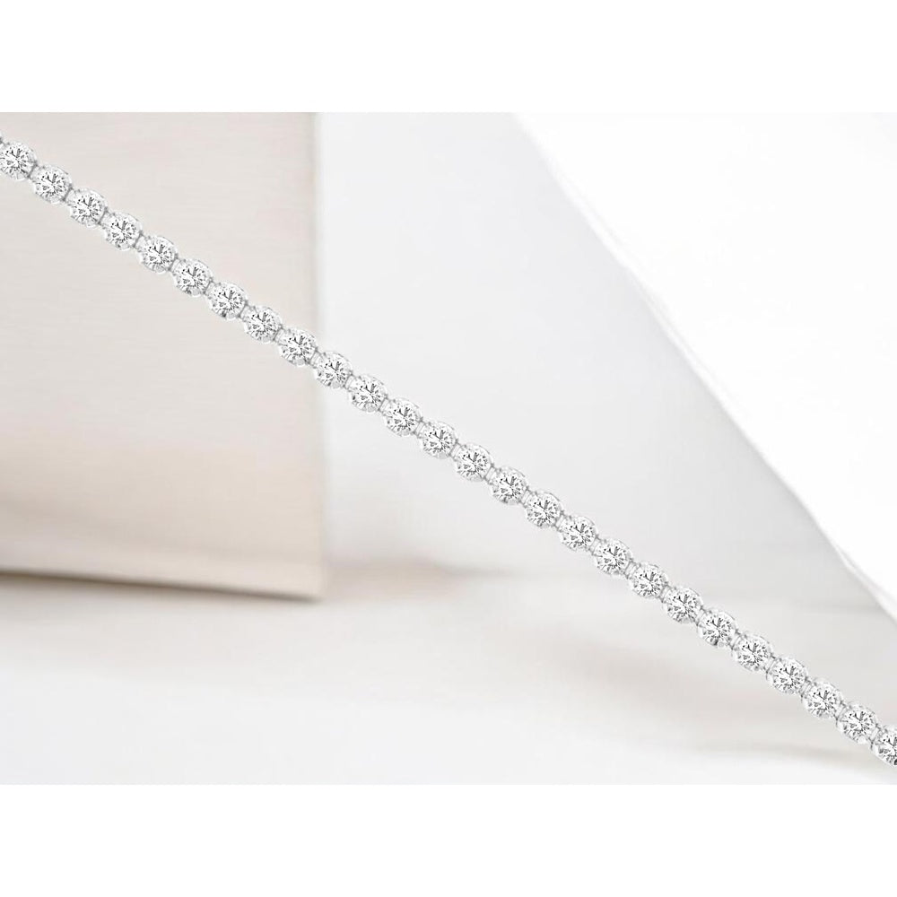 14K White Gold Tennis Bracelet with Prong-Set Round Brilliant Diamonds - 1.22 Carat Total Diamond Weight - Royal Jewelry