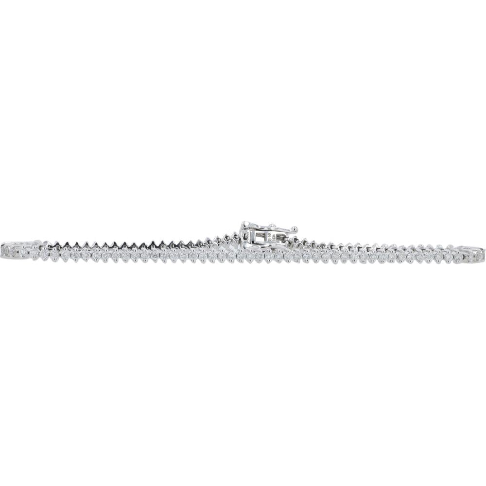 14K White Gold Tennis Bracelet with Prong-Set Round Diamonds - 1.50 Carats Total Diamond Weight