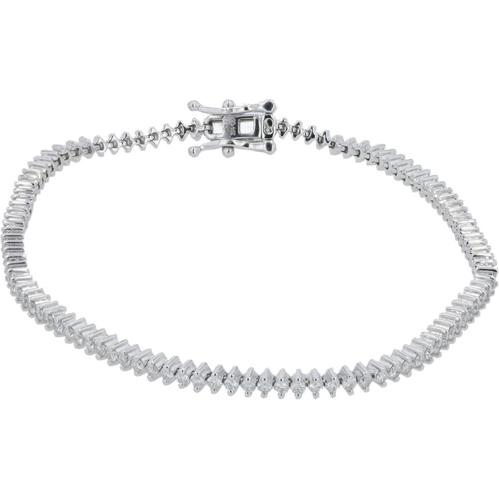 14K White Gold Tennis Bracelet with Prong-Set Round Diamonds - 1.50 Carats Total Diamond Weight