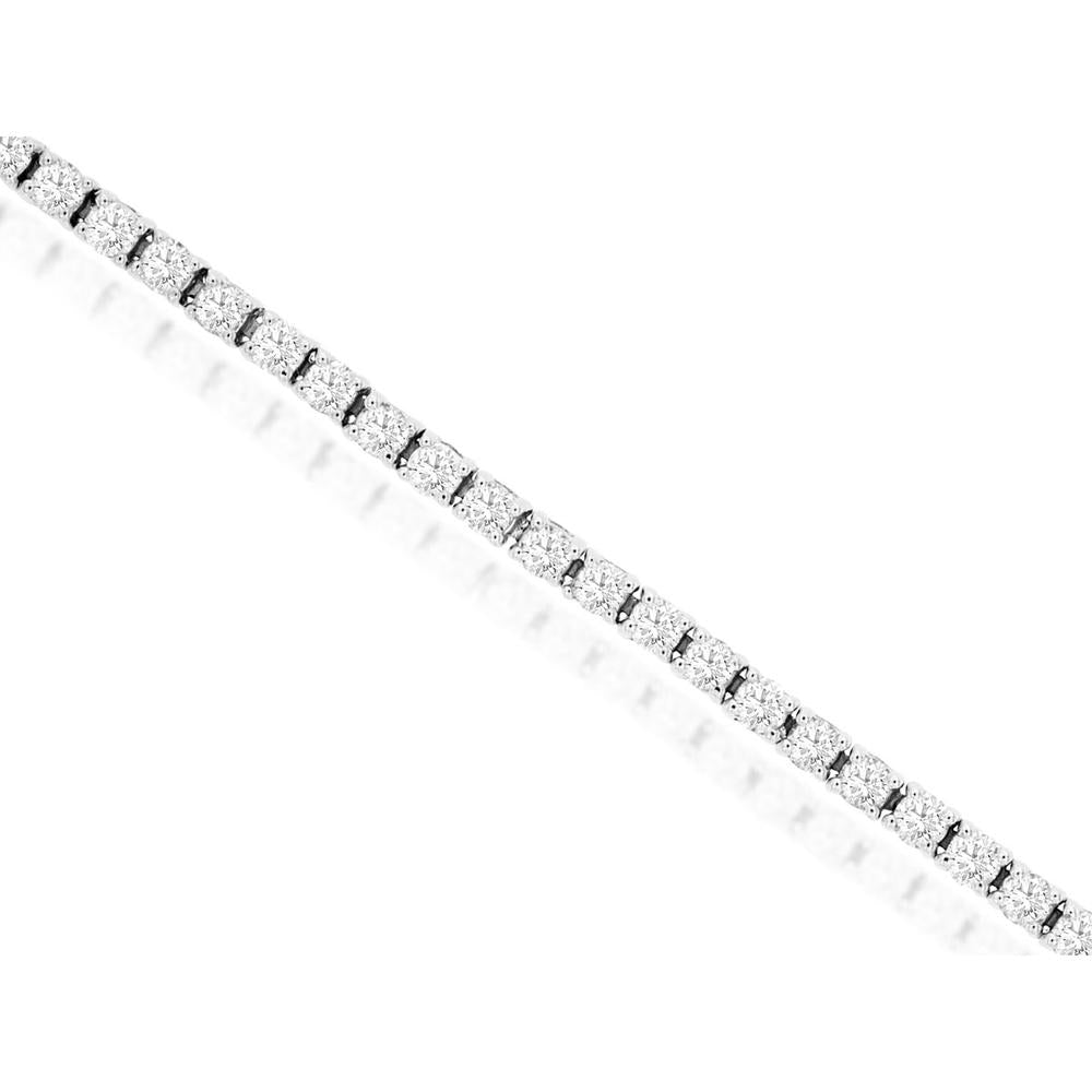 14K White Gold Tennis Bracelet with Prong Set Round Diamonds - 2.00 Carats Total Diamond Weight