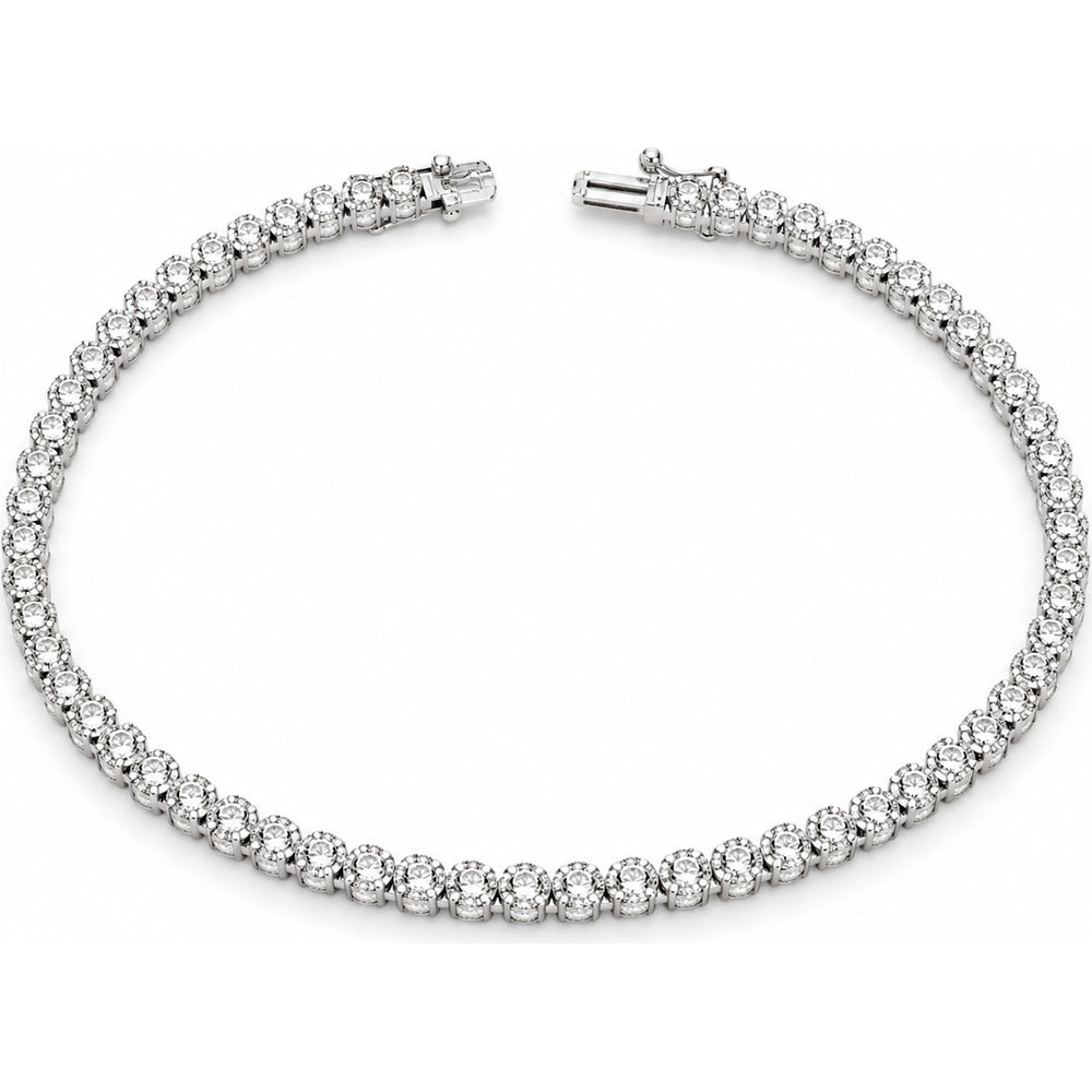 14K White Gold Tennis Bracelet with Prong-Set Round Diamonds - 2.27 Carat Total Diamond Weight by Auriventus