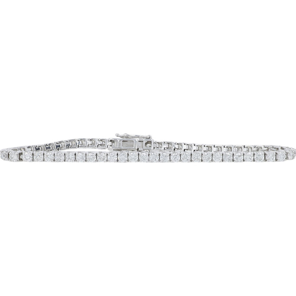 14K White Gold Tennis Bracelet with Prong-Set Round Diamonds - 5.00 Carat Total Diamond Weight