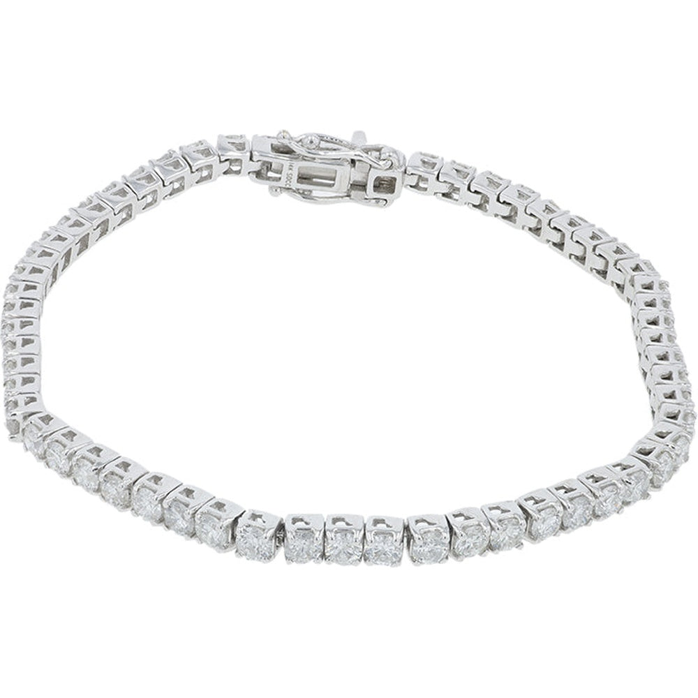 14K White Gold Tennis Bracelet with Prong-Set Round Diamonds - 5.00 Carat Total Diamond Weight