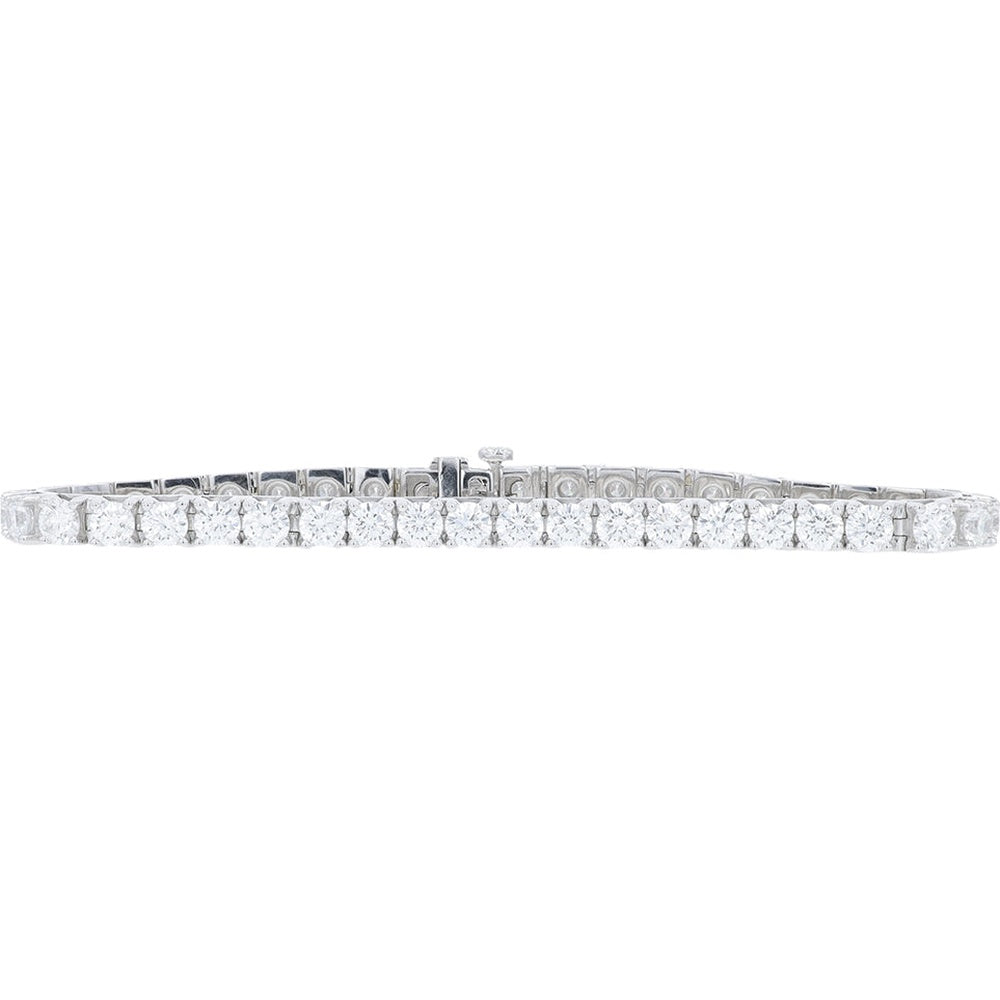 14K White Gold Tennis Bracelet with Prong-Set Round Lab Grown Diamonds - 14.50 Carat Total Diamond Weight