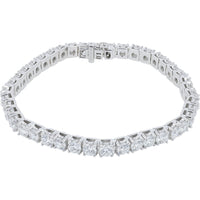 14K White Gold Tennis Bracelet with Prong-Set Round Lab Grown Diamonds - 14.50 Carat Total Diamond Weight
