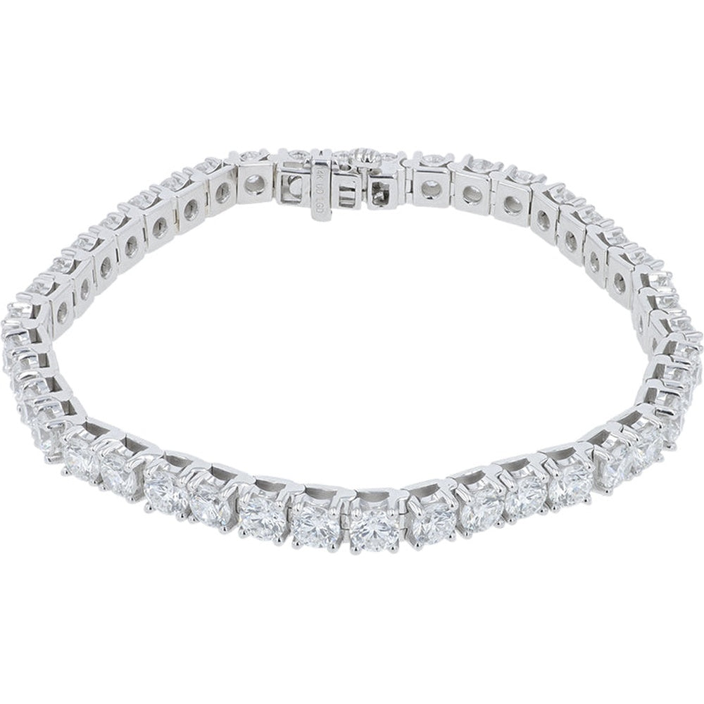 14K White Gold Tennis Bracelet with Prong-Set Round Lab Grown Diamonds - 14.50 Carat Total Diamond Weight