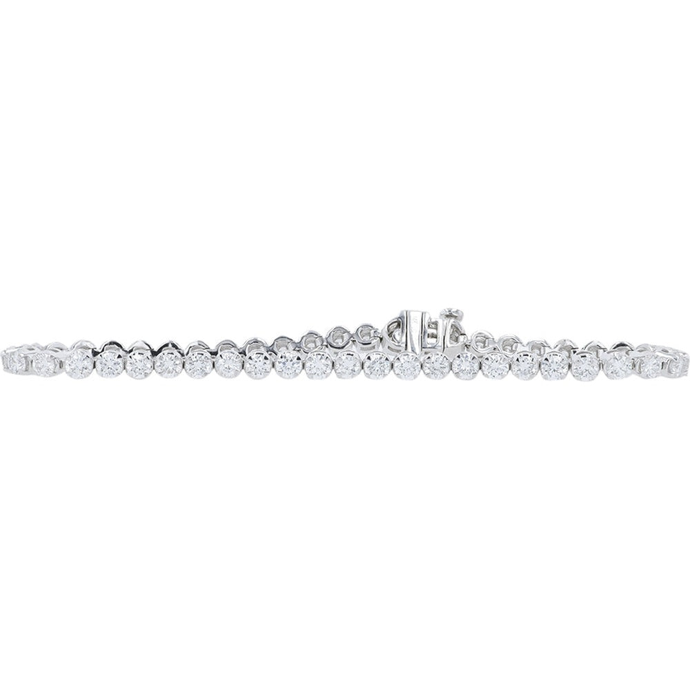 14K White Gold Tennis Bracelet with Prong-Set Round Lab Grown Diamonds - 5.00 Carat Total Diamond Weight