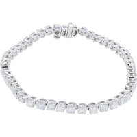 14K White Gold Tennis Bracelet with Prong-Set Round Lab Grown Diamonds - 5.00 Carat Total Diamond Weight