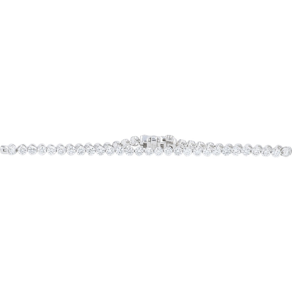 14K White Gold Tennis Bracelet with Prong-Set Round Lab Grown Diamonds - 5.00 Carat Total Diamond Weight