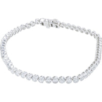 14K White Gold Tennis Bracelet with Prong-Set Round Lab Grown Diamonds - 5.00 Carat Total Diamond Weight