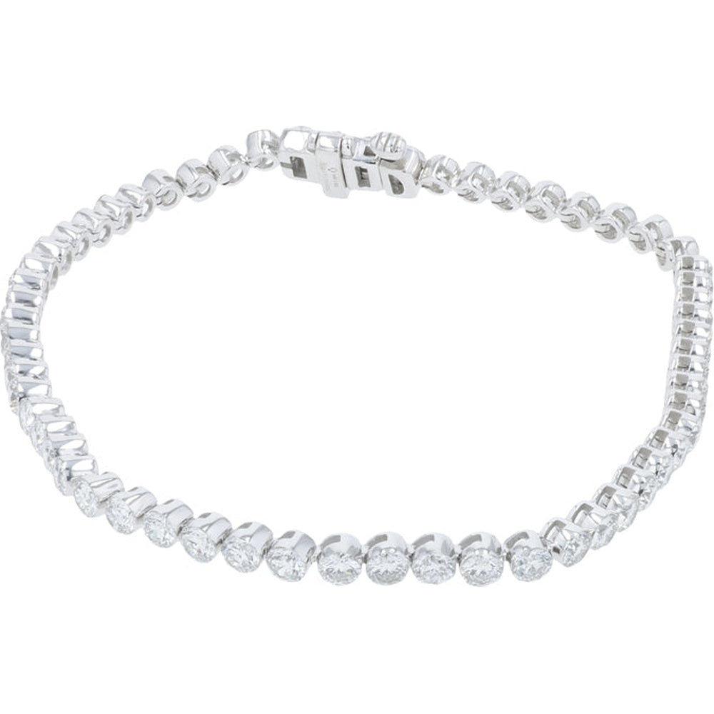 14K White Gold Tennis Bracelet with Prong-Set Round Lab Grown Diamonds - 5.00 Carat Total Diamond Weight