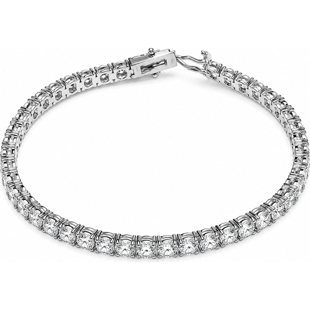 14K White Gold Tennis Bracelet with Prong-Set Round Lab Grown Diamonds - 6.36 Carat Total Diamond Weight by Auriventus