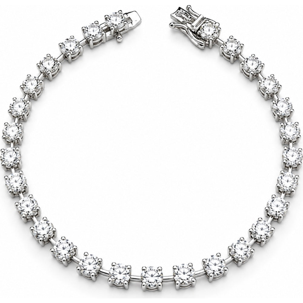 14K White Gold Tennis Bracelet with Prong-Set Round Lab-Grown Diamonds - 9.02 Carat Total Diamond Weight by Auriventus