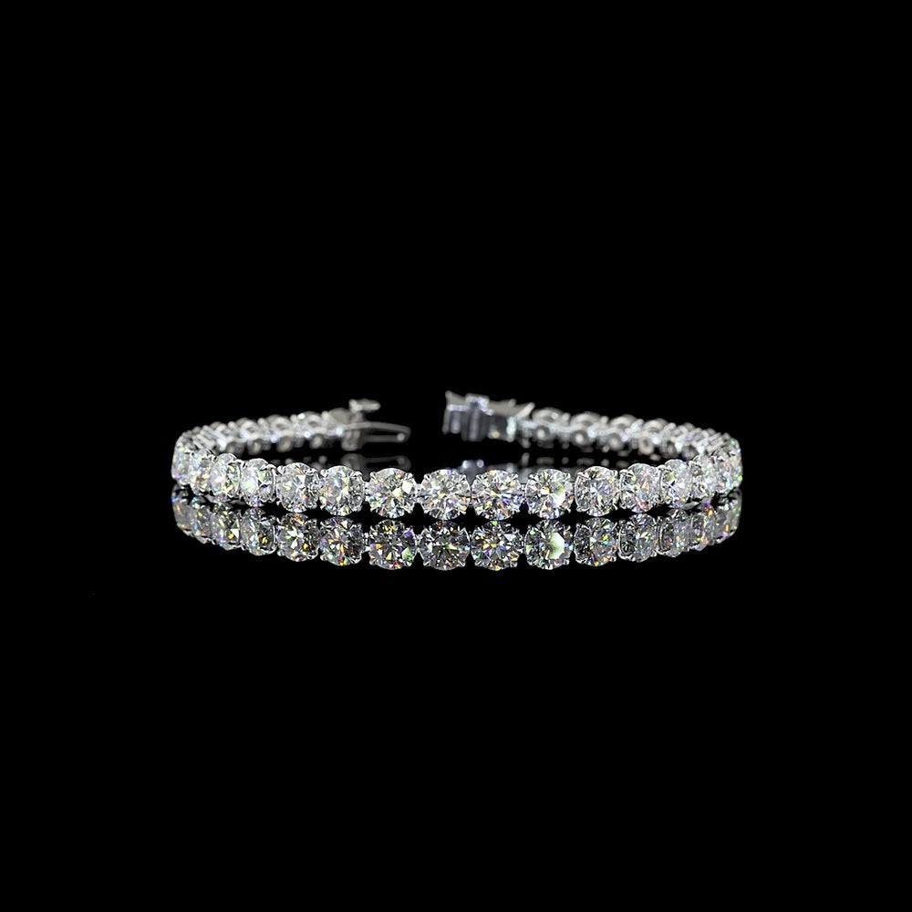 14K White Gold Tennis Bracelet with Round and Marquise Cut Lab Diamonds - 16.58 Carat Total Weight - Covaloro Fine Jewelry