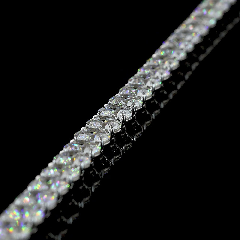 14K White Gold Tennis Bracelet with Round and Marquise Cut Lab Diamonds - 16.58 Carat Total Weight - Covaloro Fine Jewelry