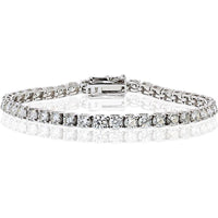 14K White Gold Tennis Bracelet with Round Brilliant Cut Diamonds - 8.04 Carats Total Diamond Weight