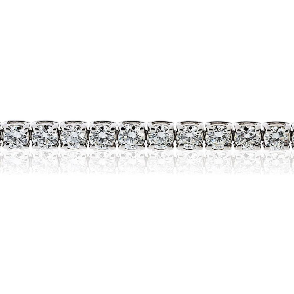 14K White Gold Tennis Bracelet with Round Brilliant Cut Diamonds - 8.04 Carats Total Diamond Weight