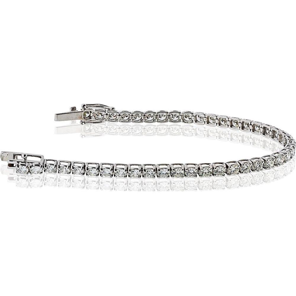 14K White Gold Tennis Bracelet with Round Brilliant Cut Diamonds - 8.04 Carats Total Diamond Weight