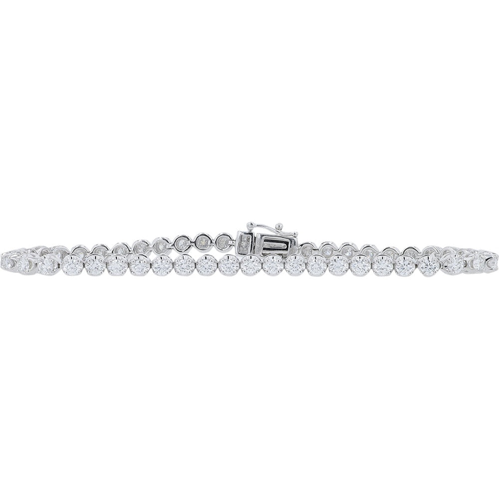 14K White Gold Tennis Bracelet with Round Lab Grown Diamonds - 3.00 Carat Total Diamond Weight