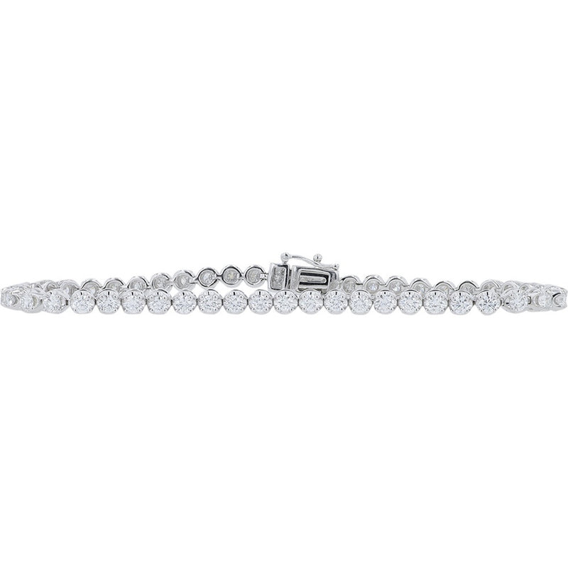14K White Gold Tennis Bracelet with Round Lab Grown Diamonds - 3.00 Carat Total Diamond Weight