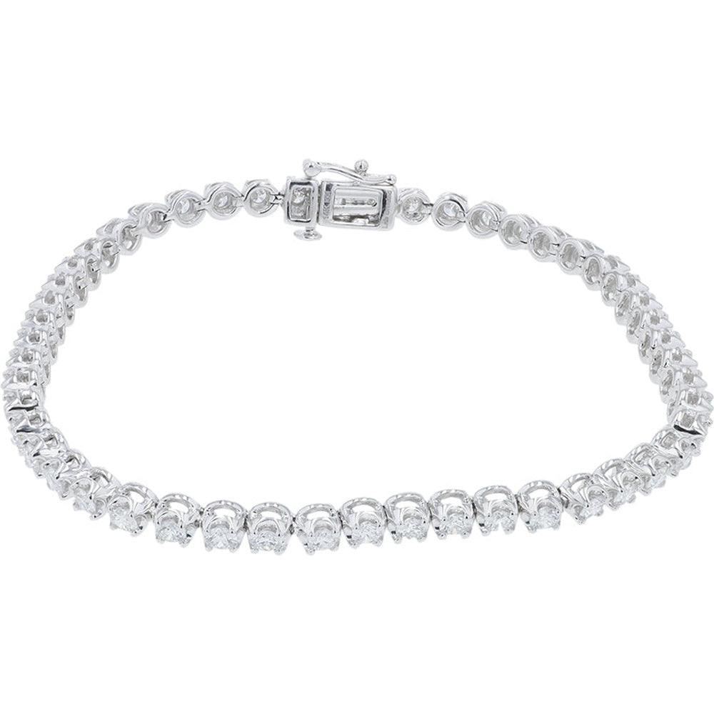 14K White Gold Tennis Bracelet with Round Lab Grown Diamonds - 3.00 Carat Total Diamond Weight