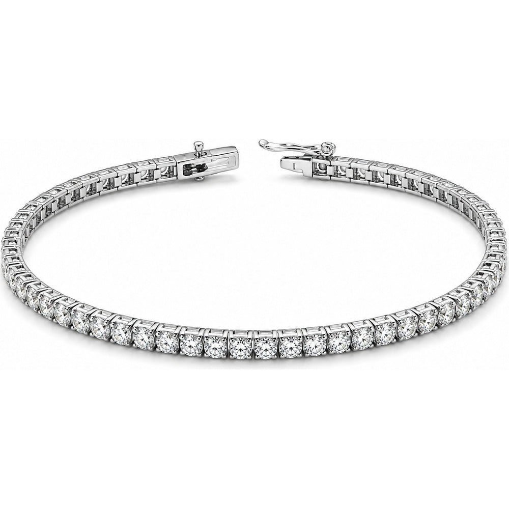 14K White Gold Tennis Bracelet with Round Lab Grown Diamonds - 3.92 Carat Total Diamond Weight by Auriventus