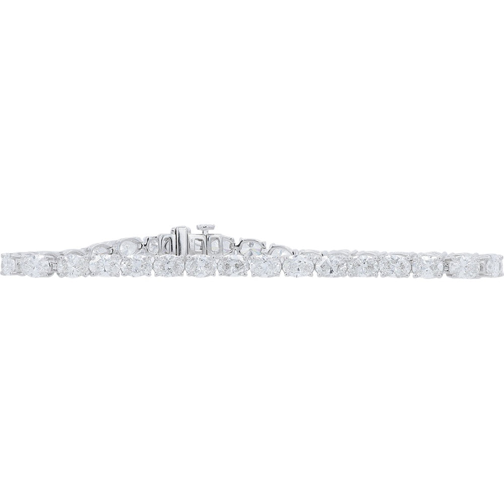 14K White Gold Tennis Bracelet with Round Lab-Grown Diamonds - 9.00 Carat Total Diamond Weight
