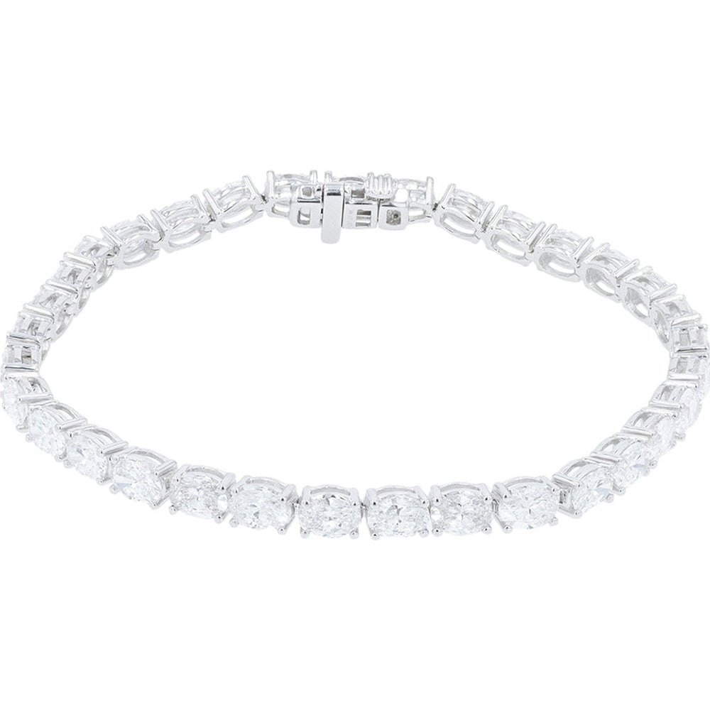 14K White Gold Tennis Bracelet with Round Lab-Grown Diamonds - 9.00 Carat Total Diamond Weight
