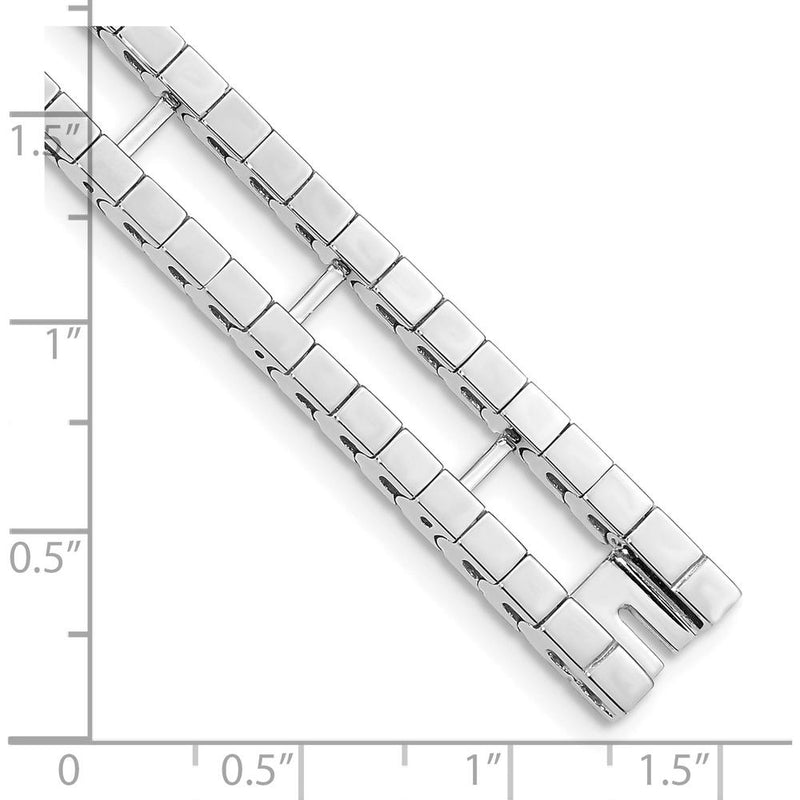 14K White Gold Tennis Jacket Blank Bracelet - 6.5in Length, Polished Finish, Rhodium Plated by Monteluci Fine Jewelry