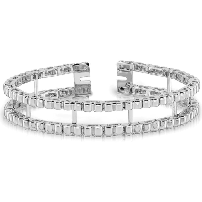 14K White Gold Tennis Jacket Blank with Polished Finish - Customizable Bracelet Base by Monteluci Fine Jewelry