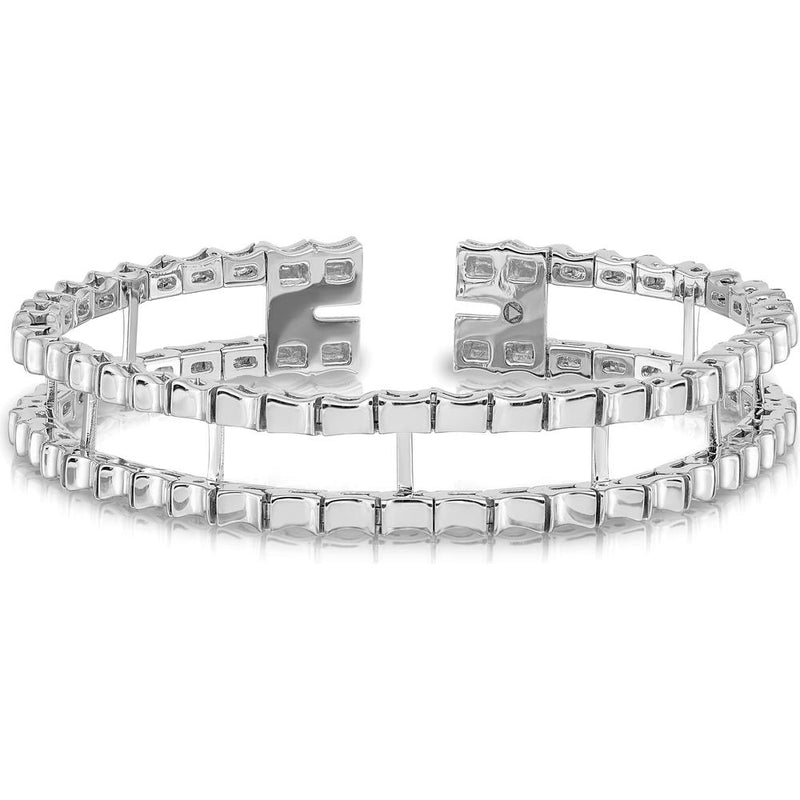 14K White Gold Tennis Jacket Bracelet Mounting with Rhodium Plating - 6.5in Length by Monteluci Fine Jewelry