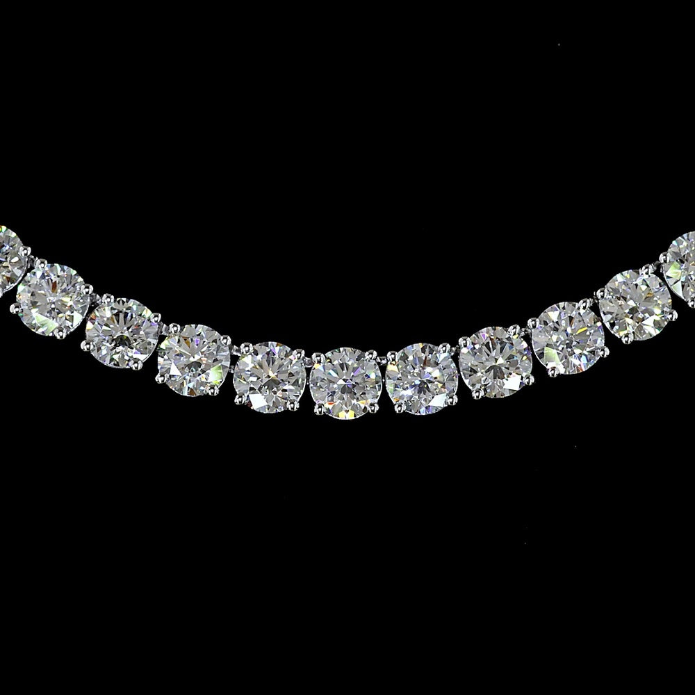 14K White Gold Tennis Necklace with 108 Prong-Set Round Brilliant Natural Diamonds - 20.50 Carat Total Diamond Weight - Covaloro Fine Jewelry