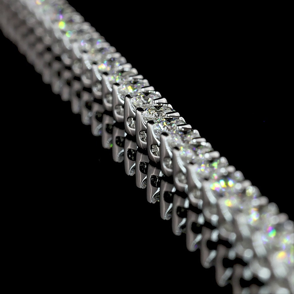 14K White Gold Tennis Necklace with 11.05 Carats of U-Prong Set Round Lab Diamonds - E-F Color VS1 Clarity - Covaloro Fine Jewelry