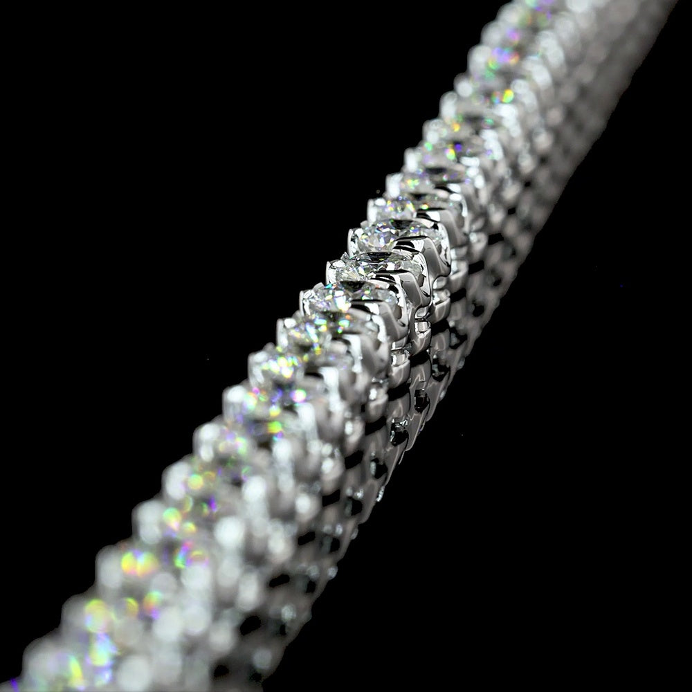 14K White Gold Tennis Necklace with 11.05 Carats of U-Prong Set Round Lab Diamonds - E-F Color VS1 Clarity - Covaloro Fine Jewelry