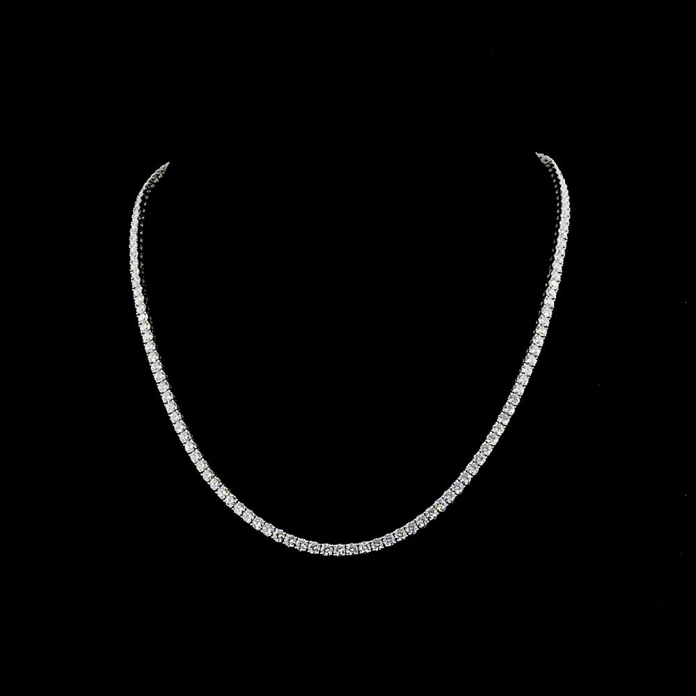 14K White Gold Tennis Necklace with 140 Brilliant Cut Round Lab Diamonds - E-F VS Clarity, 12.56 Carat Total Weight - Covaloro Fine Jewelry