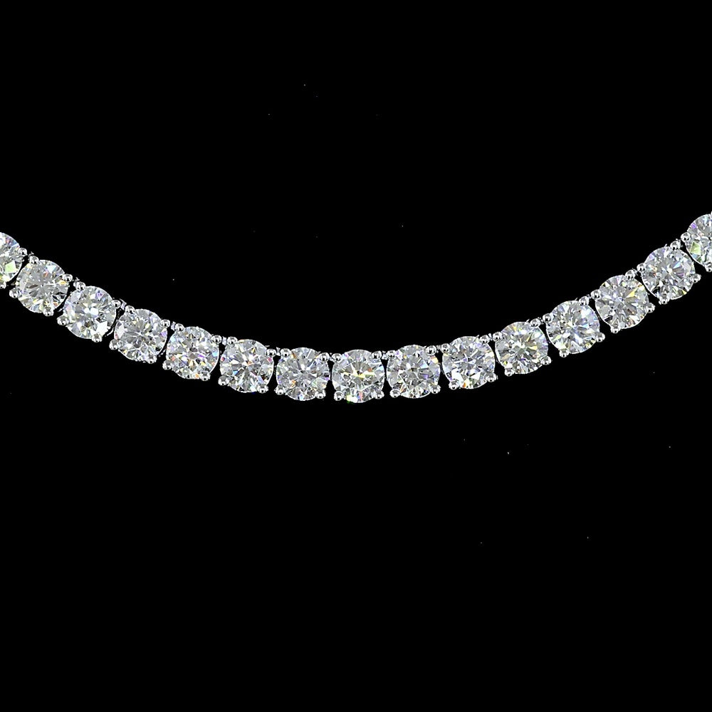 14K White Gold Tennis Necklace with 140 Brilliant Cut Round Lab Diamonds - E-F VS Clarity, 12.56 Carat Total Weight - Covaloro Fine Jewelry
