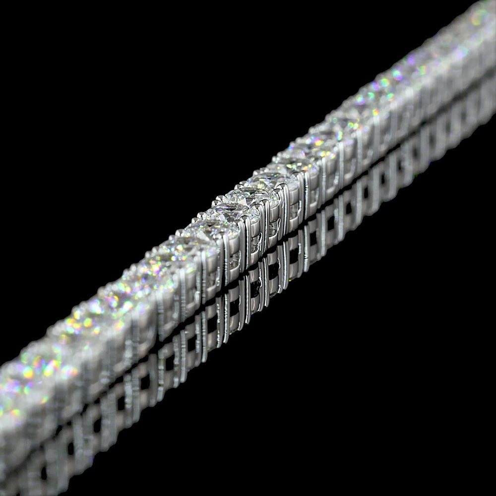 14K White Gold Tennis Necklace with 140 Brilliant Cut Round Lab Diamonds - E-F VS Clarity, 12.56 Carat Total Weight - Covaloro Fine Jewelry