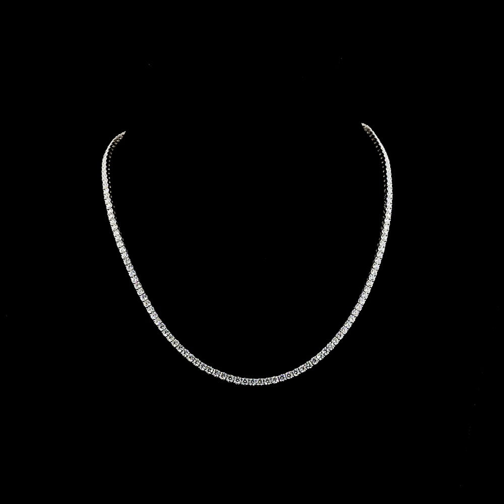 14K White Gold Tennis Necklace with 149 Prong-Set Brilliant Cut Lab Diamonds - 10.15 Carat Total Weight - Covaloro Fine Jewelry